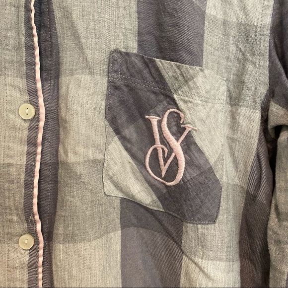 VS Pink Button-Front Pajama Shirtdress - Picture 2 of 6